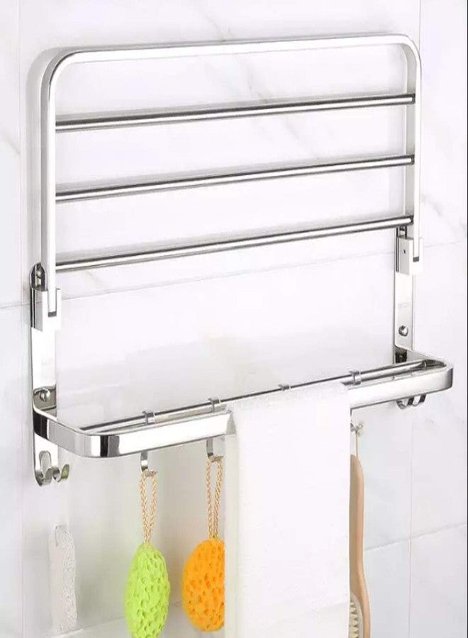 iSTAR 304 Grade 24 Inch Stainless Steel Dual Folding Towel Rack for Bathroom/Towel Stand/Hanger/Bathroom Accessories - Image 4